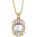 Ladies Natural White Sapphire Natural Diamond Necklace (I1, G-H, Ghi) — 14K Yellow Gold