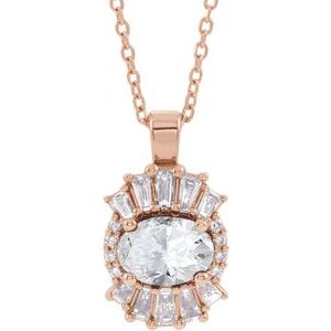 Ladies Natural White Sapphire Natural Diamond Necklace (I1, G-H, Ghi) — 14K Rose Gold