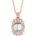 Ladies Natural White Sapphire Natural Diamond Necklace (I1, G-H, Ghi) — 14K Rose Gold