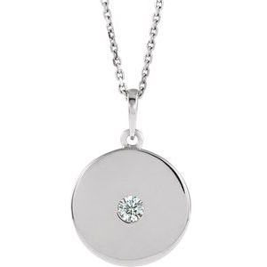 Ladies Natural Diamond Disc Necklace (Si2-Si3, G-H) — 14K White Gold