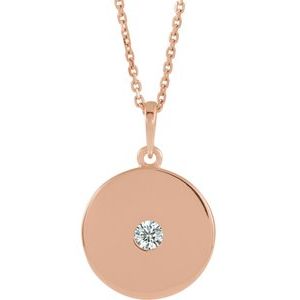 Ladies Natural Diamond Disc Necklace (Si2-Si3, G-H) — 14K Rose Gold
