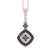 LADIES PENDANT WITH CHAIN 0.55CT ROUND/BLUE/DARK BROWN 14K ROSE GOLD (SI QUALITY)