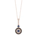 Luxury 14K Rose Gold Ladies Pendant With Chain Featuring Blue And Dark Brown & Round Diamonds. 0.50 Ct Elegant Jewelry Piece Perfect For Gifting.