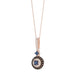 Luxury 14K Rose Gold Ladies Pendant With Chain Featuring Blue And Dark Brown & Round Diamonds. 0.50 Ct Elegant Jewelry Piece Perfect For Gifting.