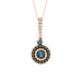 LADIES PENDANT 0.50CT BLUE SAPPHIRE ROUND/DARK BROWN DIAMOND 14K ROSE GOLD