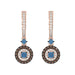 Beautiful 14K Rose Gold Ladies Hoop Earrings Featuring Multi-Color Diamonds In Blue And Dark Brown Shades.1.00 Ct Elegant Jewelry Design.