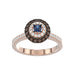 Elegant 14K Rose Gold Fashion Ring Featuring 0.55 Ct Round Diamonds In Blue And Dark Brown Tones. A Bold And Modern Fine Jewelry Piece For Women.