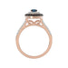 LADIES RING 0.55CT ROUND/ROUND BLUE/DARK BROWN DIAMOND 14K ROSE GOLD