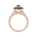 LADIES RING 0.55CT ROUND/ROUND BLUE/DARK BROWN DIAMOND 14K ROSE GOLD