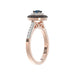 LADIES RING 0.55CT ROUND/ROUND BLUE/DARK BROWN DIAMOND 14K ROSE GOLD