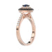 Elegant 14K Rose Gold Fashion Ring Featuring 0.55 Ct Round Diamonds In Blue And Dark Brown Tones. A Bold And Modern Fine Jewelry Piece For Women.