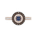 Elegant 14K Rose Gold Fashion Ring Featuring 0.55 Ct Round Diamonds In Blue And Dark Brown Tones. A Bold And Modern Fine Jewelry Piece For Women.