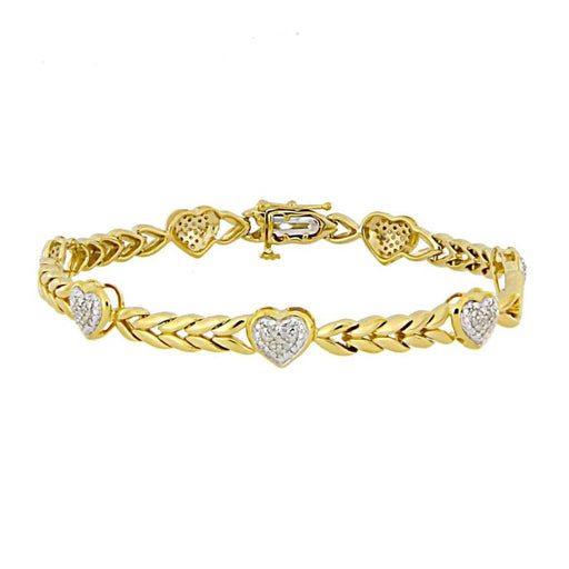 Sterling Silver Yellow 0.20CT Round Diamond Heart Bracelet Women�S Fashion Fine Jewelry Bracelet