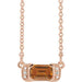Ladies Natural Citrine Natural Diamond Bar Necklace (I1, G-H) — 14K Rose Gold