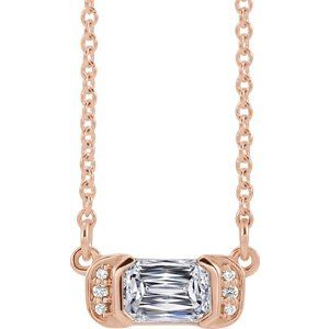 Ladies Natural Diamond Bar Necklace (Si2-Si3, I1, Ghi) — 14K Rose Gold