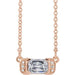 Ladies Natural Diamond Bar Necklace (Si2-Si3, I1, Ghi) — 14K Rose Gold