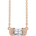 Ladies Natural White Sapphire Natural Diamond Bar Necklace (I1, G-H) — 14K Rose Gold