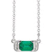 Ladies Natural Emerald Natural Diamond Bar Necklace (Si2-Si3, G-H) — Platinum