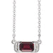 Ladies Natural Mozambique Garnet Natural Diamond Bar Necklace (Si2-Si3, G-H) — Platinum