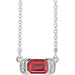 Ladies Natural Ruby Natural Diamond Bar Necklace (Si2-Si3, G-H) — Platinum
