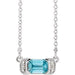 Ladies Natural Blue Zircon Natural Diamond Bar Necklace (Si2-Si3, G-H) — Platinum