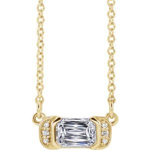 Ladies Natural Diamond Bar Necklace (Si2-Si3, I1, Ghi) — 14K Yellow Gold