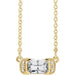 Ladies Natural White Sapphire Natural Diamond Bar Necklace (I1, G-H) — 14K Yellow Gold
