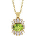 Ladies Natural Peridot Natural Diamond Necklace (I1, G-H, Ghi) — 14K Yellow Gold