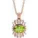 Ladies Natural Peridot Natural Diamond Necklace (I1, G-H, Ghi) — 14K Rose Gold