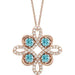 Ladies Natural Blue Zircon Natural Diamond Clover Necklace (I1, G-H) — 14K Rose Gold