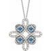 Ladies Natural Aquamarine Natural Diamond Clover Necklace (Si2-Si3, G-H) — Platinum