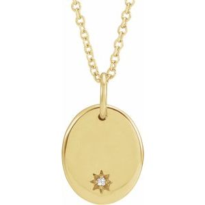 Ladies Engravable Natural Diamond Necklace (I1, G-H) — 14K Yellow Gold