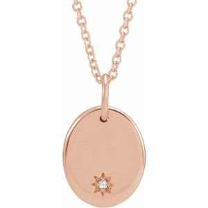 Ladies Engravable Natural Diamond Necklace (I1, G-H) — 14K Rose Gold