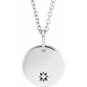 Ladies Engravable Natural Diamond Necklace (I1, G-H) — Sterling Silver