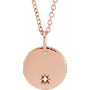 Ladies Engravable Natural Diamond Necklace (I1, G-H) — 14K Rose Gold
