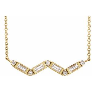 Ladies Natural Diamond Bar Necklace (Si2-Si3, I1, Ghi, G-H) — 14K Yellow Gold