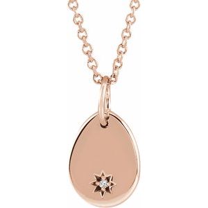 Ladies Engravable Natural Diamond Necklace (I1, G-H) — 14K Rose Gold