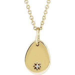 Ladies Engravable Natural Diamond Necklace (I1, G-H) — 14K Yellow Gold