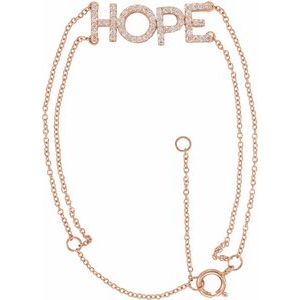 Ladies Natural Diamond Hope Bracelet (I1, H+) — 14K Rose Gold