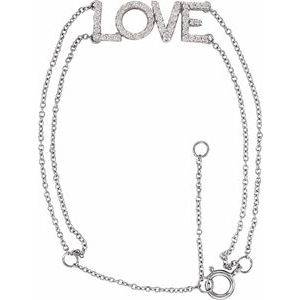 Ladies Natural Diamond Love Bracelet (I1, H+) — 14K White Gold