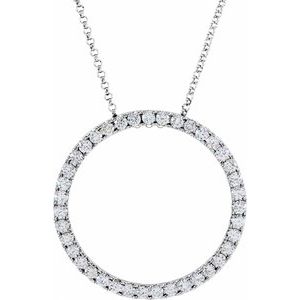Ladies Natural Diamond Circle Necklace (I1, H-I) — 14K White Gold