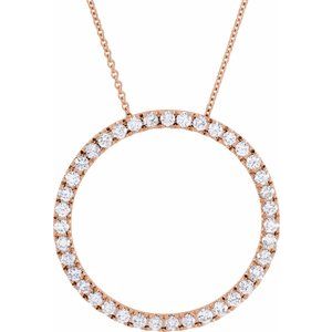 Ladies Natural Diamond Circle Necklace (I1, H-I) — 14K Rose Gold