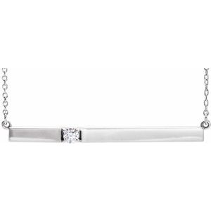Ladies Natural Diamond Bar Necklace (I1, G-H) — 14K White Gold