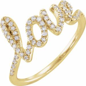 Ladies Natural Diamond Love Ring (I1, H+) — 14K Yellow Gold