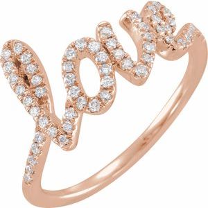 Ladies Natural Diamond Love Ring (I1, H+) — 14K Rose Gold
