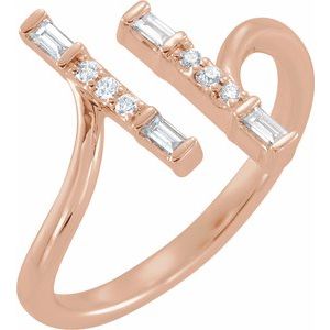 Ladies Natural Diamond Double Bar Ring (I1, H+) — 14K Rose Gold