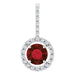 Ladies Natural Mozambique Garnet Natural Diamond Pendant (I1, G-H) — 14K White Gold