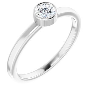 Ladies 4 mm Natural Diamond Ring (I1, G-H) — 14K White Gold