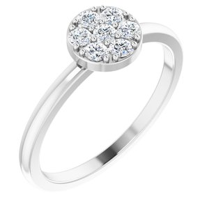 Ladies Natural Diamond Stackable Cluster Ring — 14K White Gold