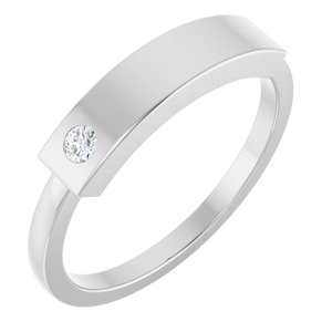 Ladies Natural Diamond Stackable Family Signet Ring — Sterling Silver
